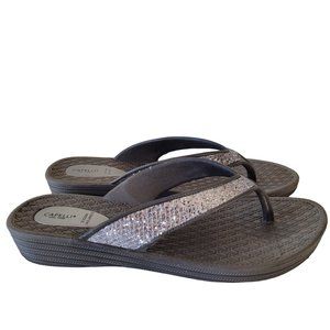 CAPPELI NEW YORK COMFORT INSOLE FLIP FLOPS GLITTER GREY SIZE 9
